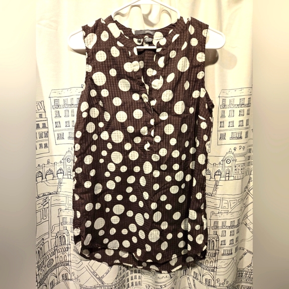 Sandra Ingrish Tops - Good Used Sandra Ingrish & Co Sheer Brown/White Polka Dot Sleeveless Top Size XS